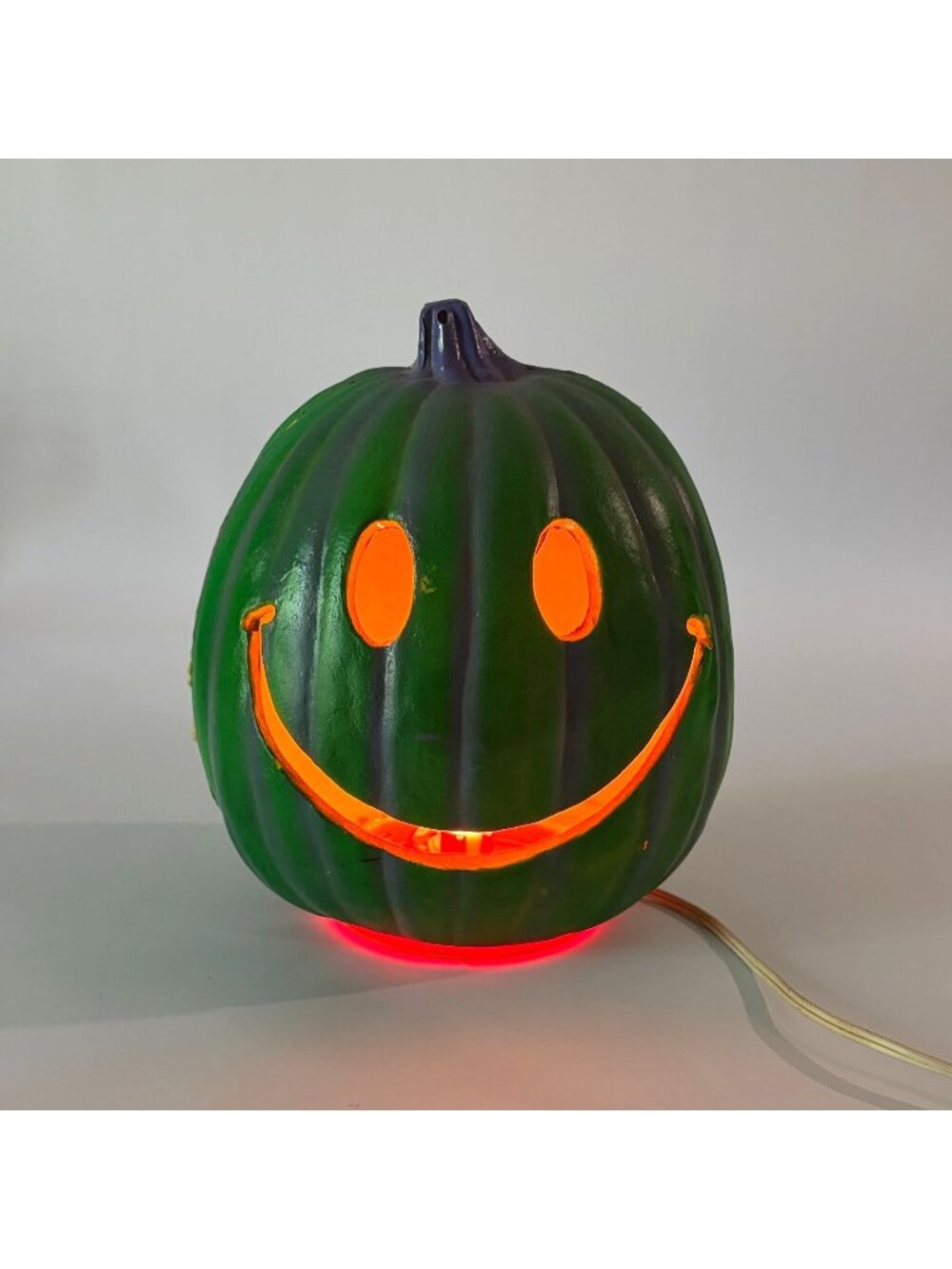 Vintage 1995 Trendmasters Smiley Green Light Up Pumpkin Jack O Lantern Foam Mold